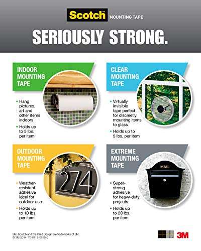 Scotch Mounting, Fastening & Surface Protection, White, Scotch Indoor Mounting x 1/2-inch, 96-Squares (111-SML), 1/2"x05" 4