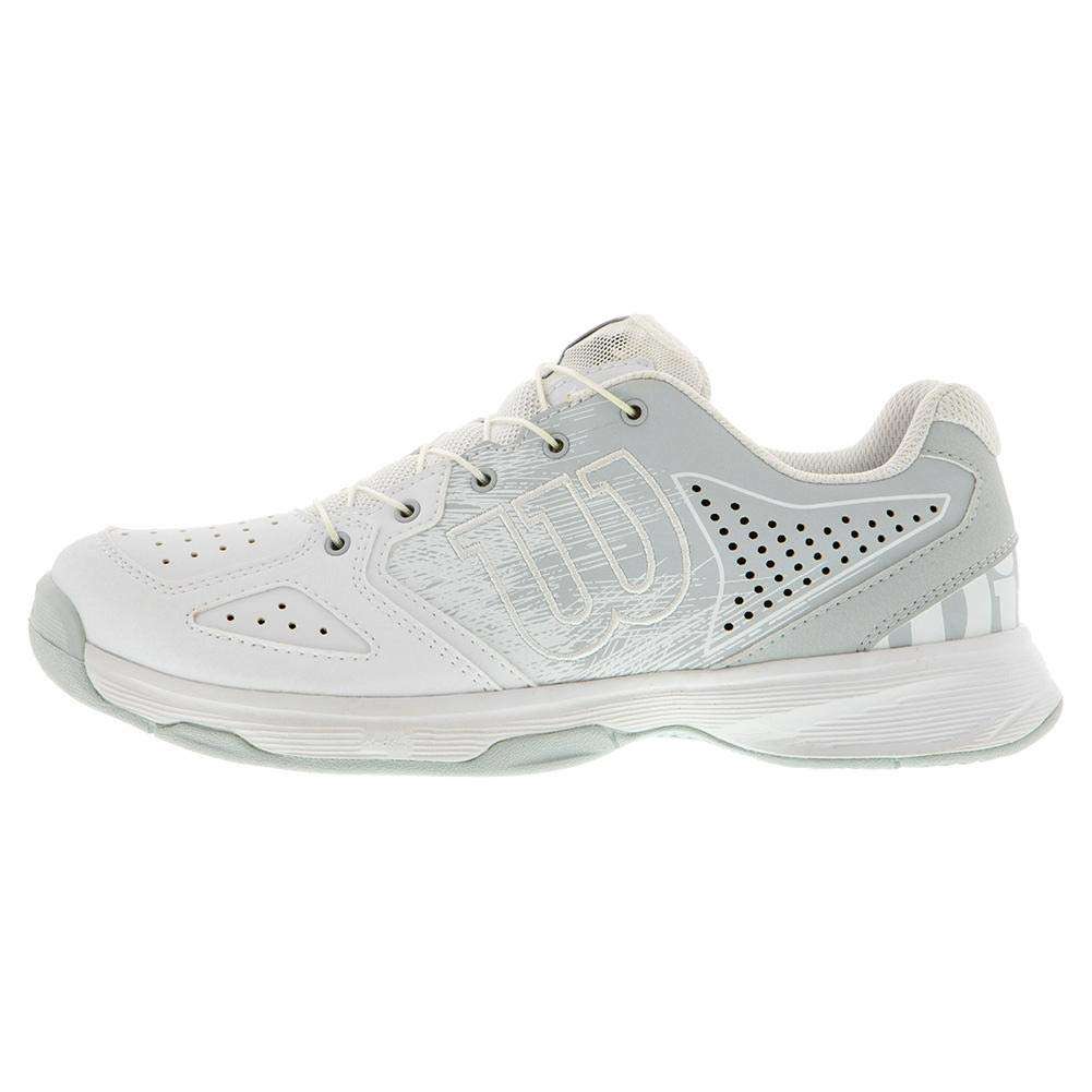 Wilson KAOS Junior QL Tennis Shoes, White/Pearl Blue/Black, 2.5 US Unisex Big Kid 3