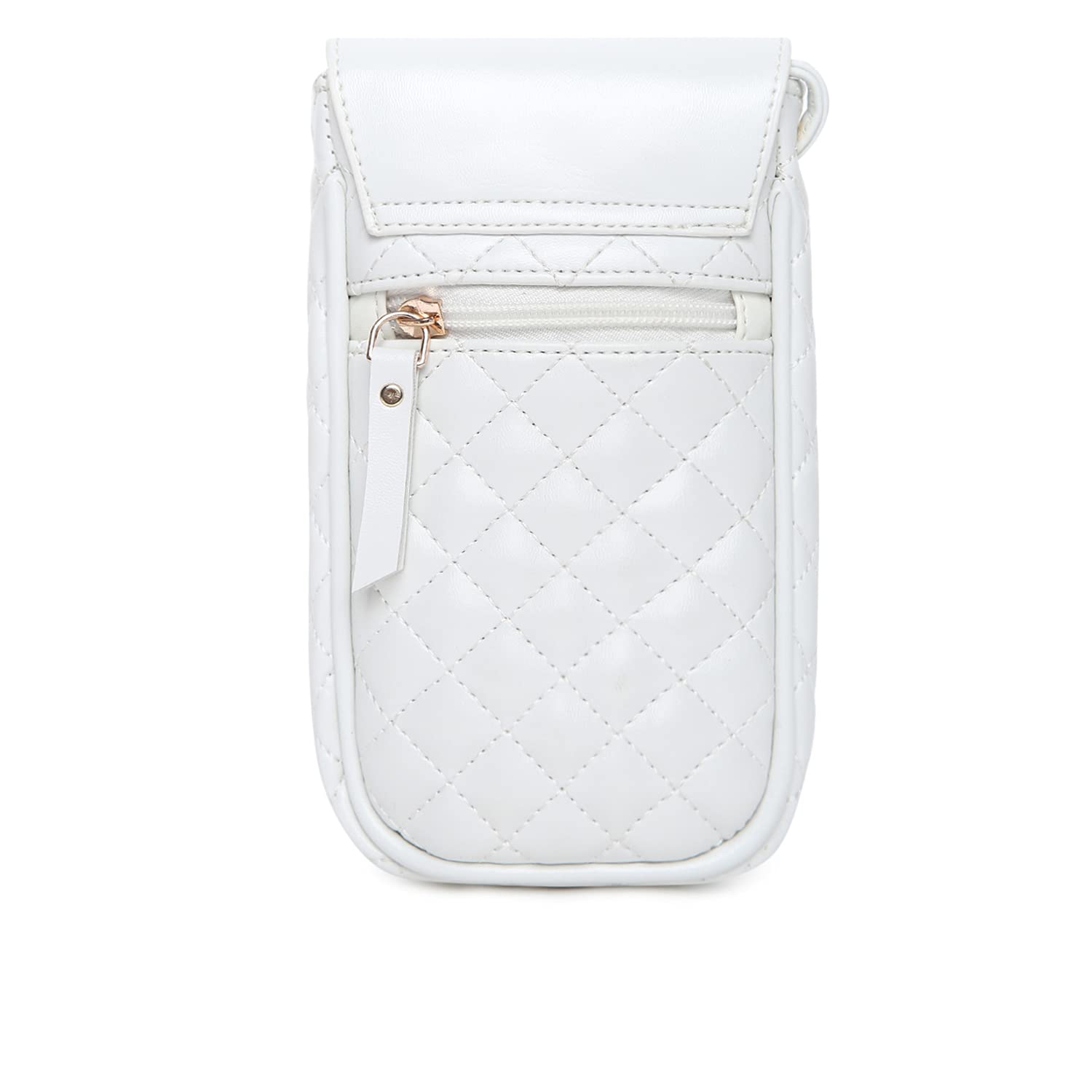 KLEIO Women's Small Quilted Cross-body Mobile Sling Bag Pouch (HO8023KL-WH)(White) 4