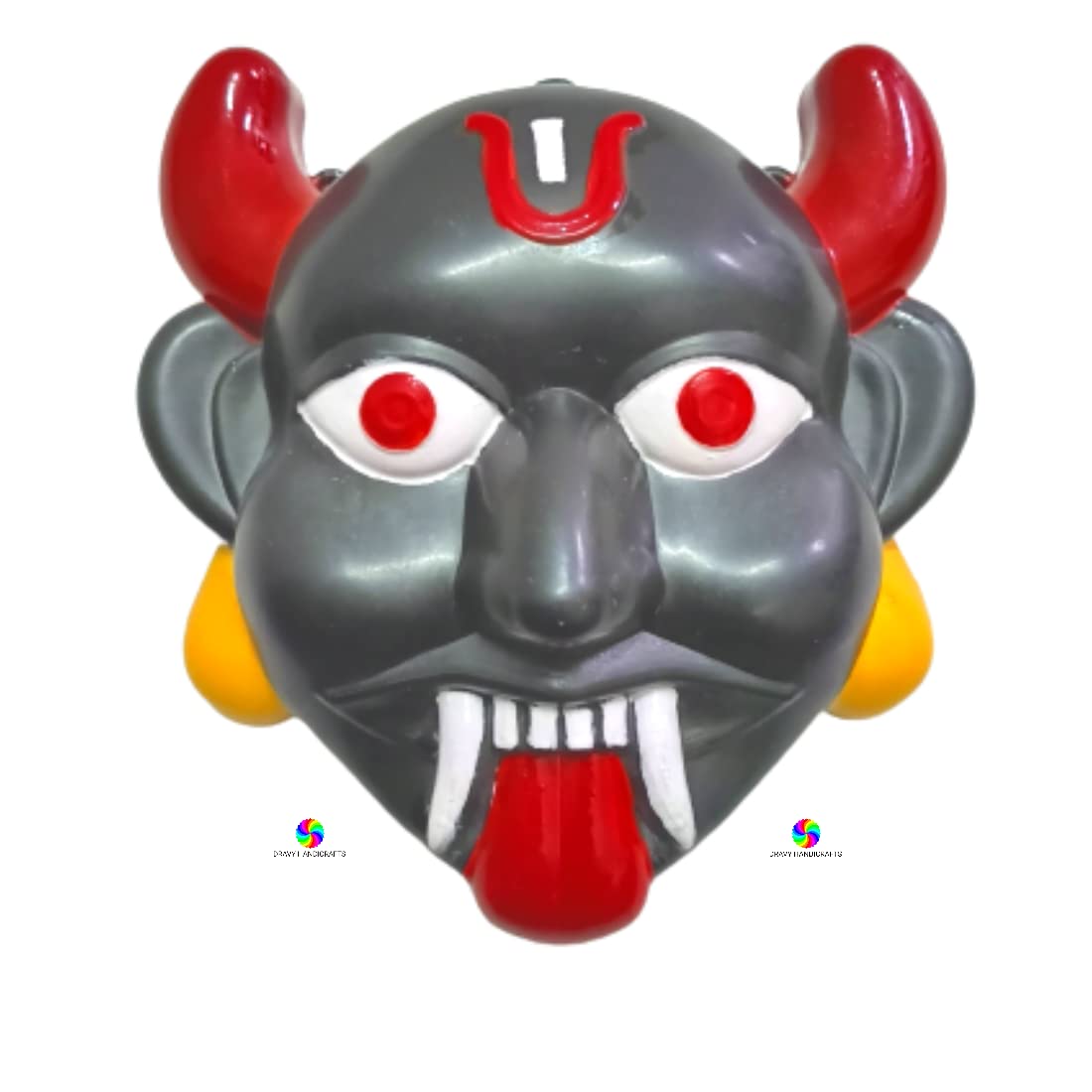 DRAVY HANDICRAFTS Nazar Battu for home entrance Evil Eye Protector Plastic Mask For Pooja Wall Hanging Nazar Suraksha Kawach for House Entrance, Office, Shops, Car, Truck (Size- 7X7 Inches) 1