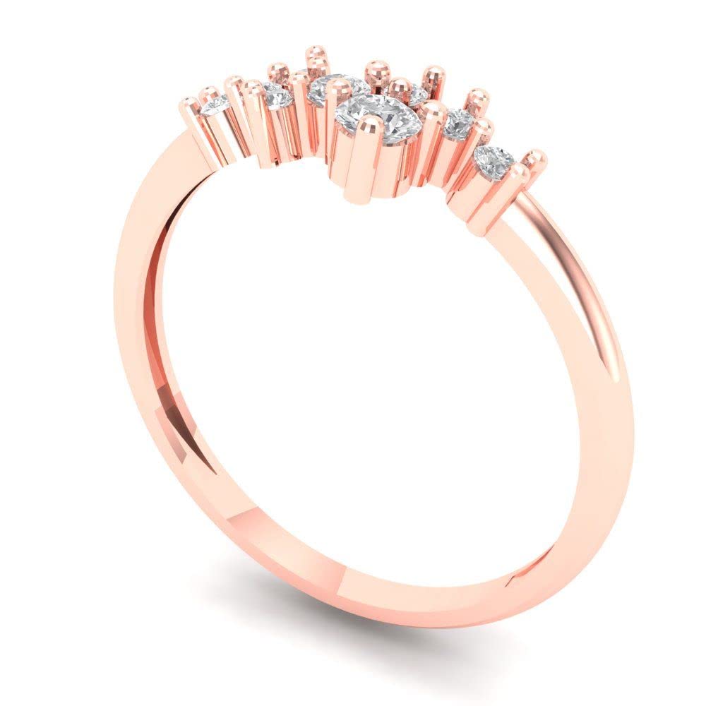 Clara Pucci 0.17Ct Round Cut Synthetic Moissanite 18K Rose Gold Engagement Wedding Stackable Band SZ 3.5 3