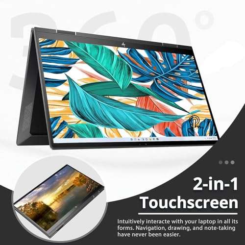 HP Envy x360 2-in-1 Convertible Business Laptop, 15.6 Inch FHD Touchscreen, AMD Ryzen 7 5700U, Windows 11 Pro, 64GB RAM, 2TB SSD, Backlit Keyboard, Fingerprint Reader, WiFi 6, HDMI, Black, PCM 3