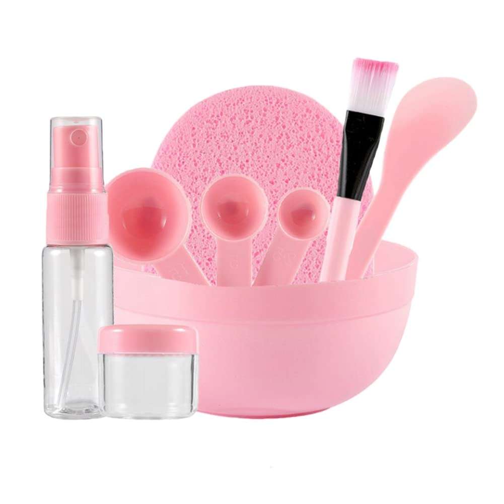 Smalibal 9Pcs Face Mask Mixing Bowl Set, DIY Facemask Mixing Tool Kit, Facemask Mixing Tool Sets with Face Mask Mixing Bowl Brush Stick Spatula Spoon Sprays Bottle 1