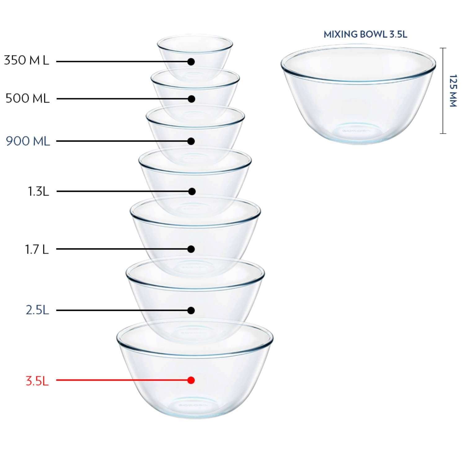 Borosil Glass Mixing & Serving Bowl, Oven & Microwave Safe Bowl, 3.5 L, Borosilicate Glass, Clear & Borosil Glass Baking Dish, 1.6 L, Transparent, 1 Piece Square Dish with Handle 4