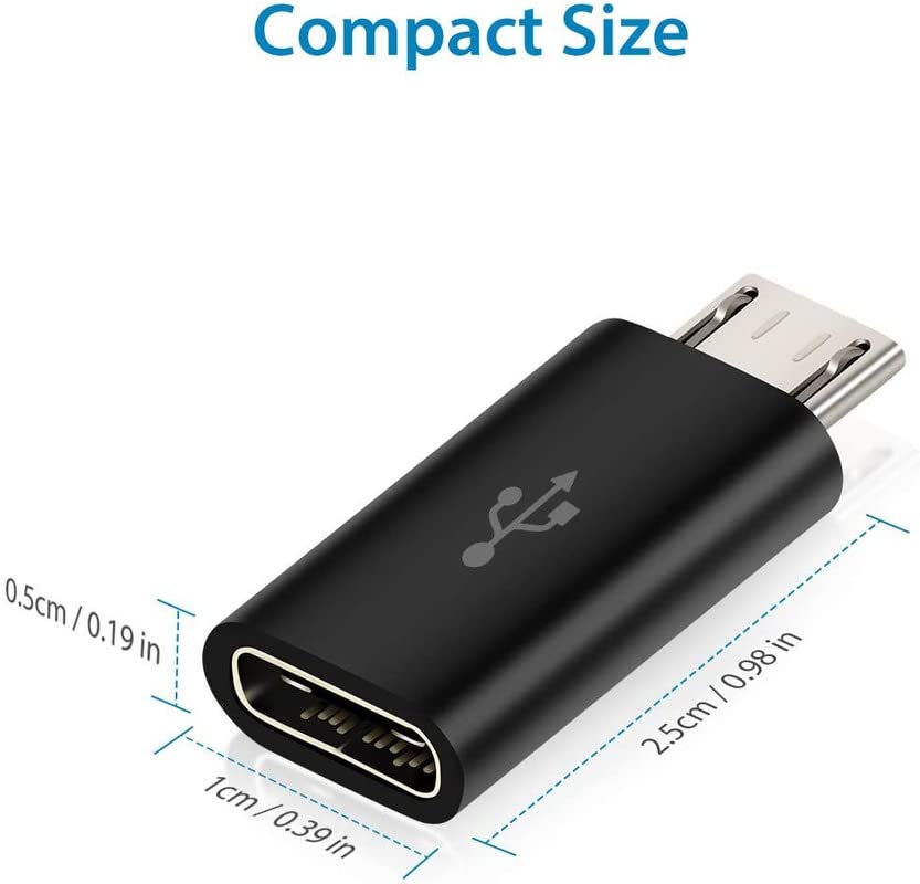 TSHIENTT USB 3.1 Type C Female to Micro USB Type B 2.0 Male Data Sync Adapter and Without Cable Charging Connector for Smartphones and Tablets(Silver/Black) 6