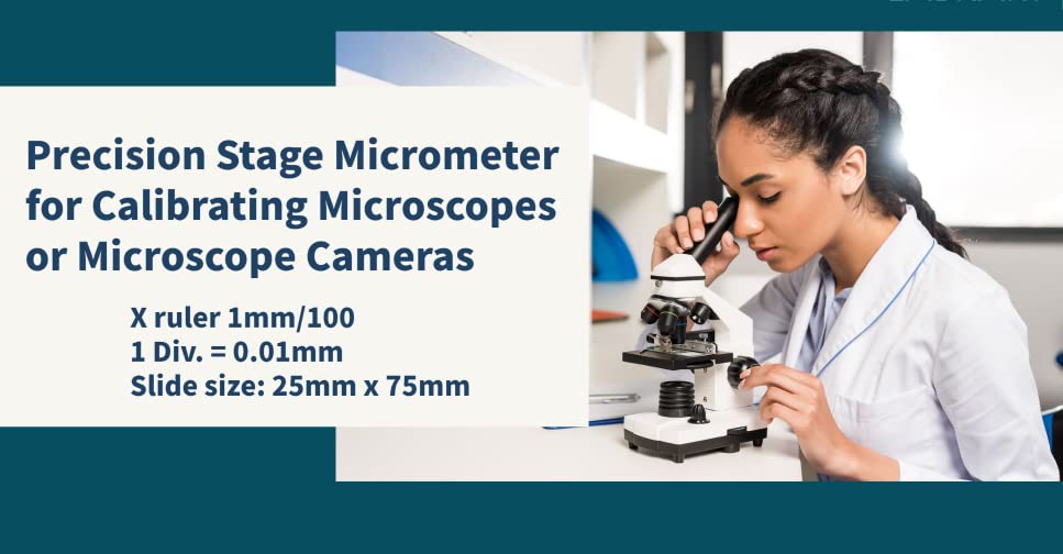 Glass slide calibration objective microscope Erma Stage Micrometer Horizontal Slide (1 mm 100 Division) 5