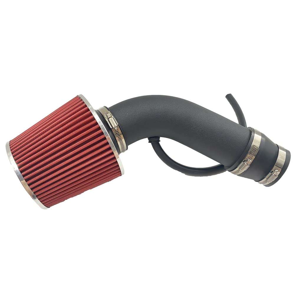 3" Universal Cold Air Intake Kit Intake Pipe Kit Aluminium Automotive Air Intake Air Filter Induction Flow Hose Pipe Kit Red Filter 1