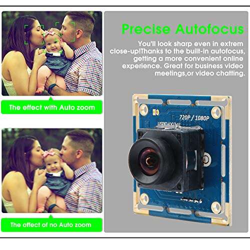 2 MP Autofocus USB Camera Module 100 Degree Webcam 1080P 60fps USB camera with CMOS OV2710 Web Cams for Robot ATM Kiosk Industrial Machine Surveillance Web Camera OTG Supported Plug&Play 4