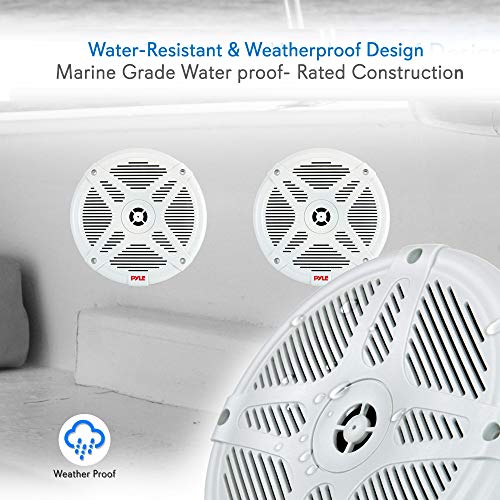 Pyle 6.5 Inch Marine Speakers - Coaxial 2-Way Waterproof Component Speaker Pair | Audio Stereo Sound System with Wireless RF Streaming Support | 6.5" in, 600 Watt PLMRF65SW 3