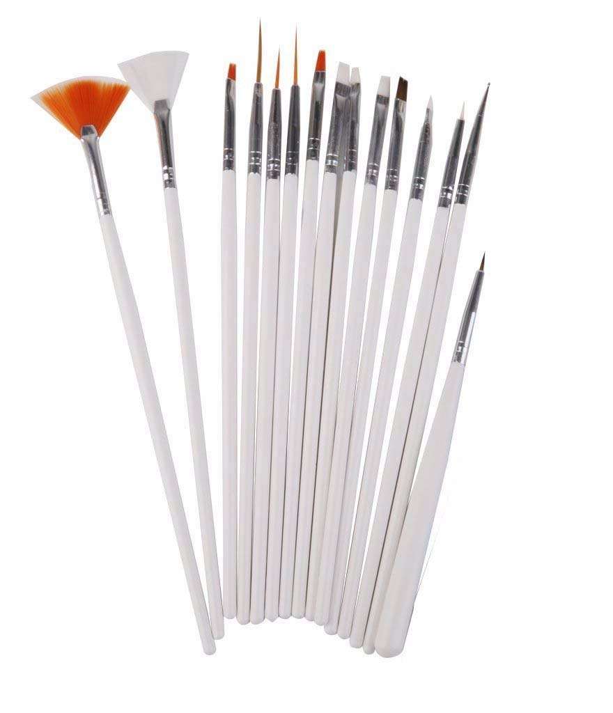 JOTKAPARKASH Nail Brush Set 15 pc , 2 Way Marbleizing Dotting Pen 5 pc, Nail Striping Tape 10 pc , French Manicure Nail Art Tip Guide Sticker 1 pc 2