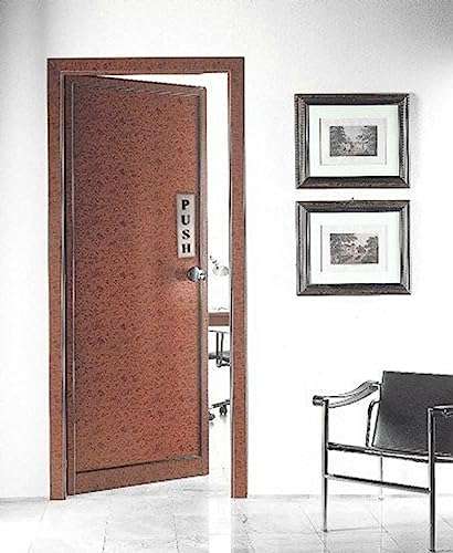 EKRON Push Pull Metal Sign Stickers Self Adhesive Stainless Steel Push & Pull Signage Board for Glass Wooden Doors/Office Hospital Mall Gate Sticker Combo (Silver) 5