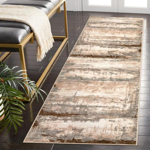 Collive Modern Abstract Washable Runner Rugs 2x6, Hallway Rug Runner Non-Slip Soft Kitchen Runner Rugs Distressed Long Carpet Runners for Entryway Bathroom Laundry Doorway 6