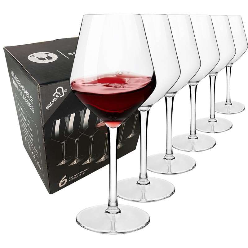 MICHLEY Floating Wine Glasses for The Pool,Unbreakable Plastic Wine Glasses Goblets 100% Tritan,New Home Essentials,Bordeaux Glass,15 oz,Set of 6 1