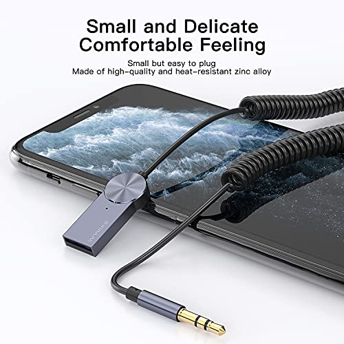 Bluetooth Aux Receiver for Car,3.5mm Aux Car Adapter, Bluetooth 5.0 Audio Music Receiver,Wireless Auxiliary Adapter for Car Stereo/Home Stereo/Wired Headphones/Speaker 6