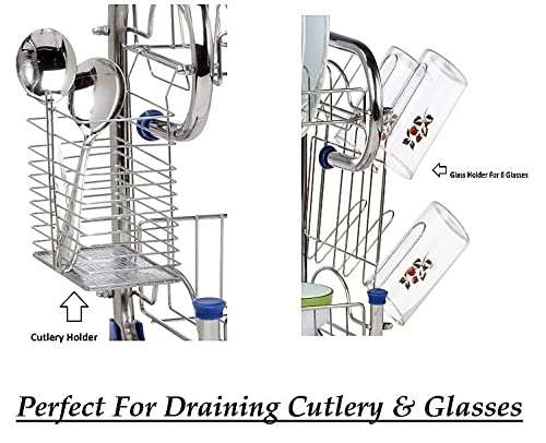 AMOL® Dish Rack | Utensil Kitchen Rack Steel Premium Stainless Steel Utensils Stand | Kitchen Organizers | Kitchen Stand (Elegance) 6