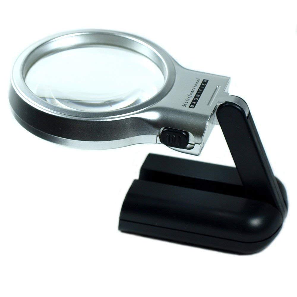 Rangwell Magnifying Lens 3X High-Powered Magnification Hand-Held Folding Magnifier Glass with LED Lights Stand and UV Protection for Reading A4, Newspaper, Soldering, map(7006) 3