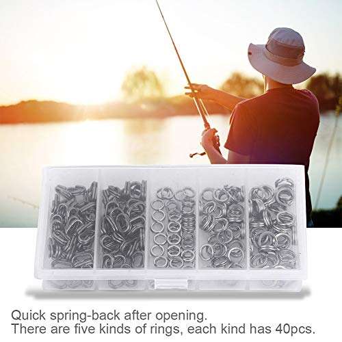 Alomejor 200pcs Fishing Split Rings Double Stainless Steel Snap Ring High Strength Fishing Lures Connector Set 4