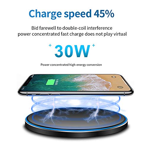SCCVEE Wireless Charger, Qi 30W Max Fast Wireless Charging Pad Compatible with iPhone 13/12/12 Pro/12 Mini/12 Pro Max/SE 2020/11,Samsung Galaxy S22/S21/S20/Note 10/S10,AirPods Pro(No AC Adapter) 5