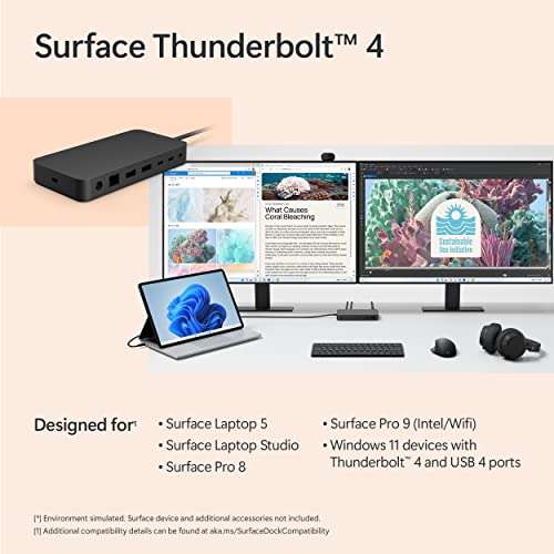 Microsoft Surface Thunderbolt 4 Dock - High-Speed Docking Station with Dual 4K Monitor Support 3