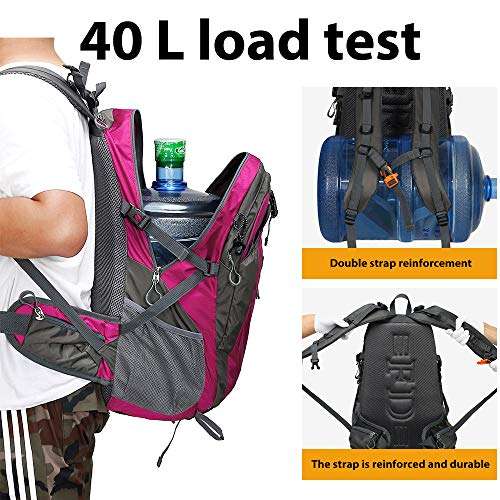FENGDONG 40L Waterproof Lightweight Outdoor Daypack Hiking,Camping,Travel Backpack for Women Men Pink 2