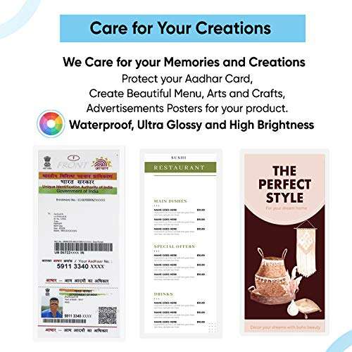 Polycrom Korean Aadhar Card Size Ultra Glossy Clear Thermal Lamination Pouch ( 100mm X 225mm ) Transparent Waterproof Sheet For Home And Office ( Full Size ) - 100 Nos 5