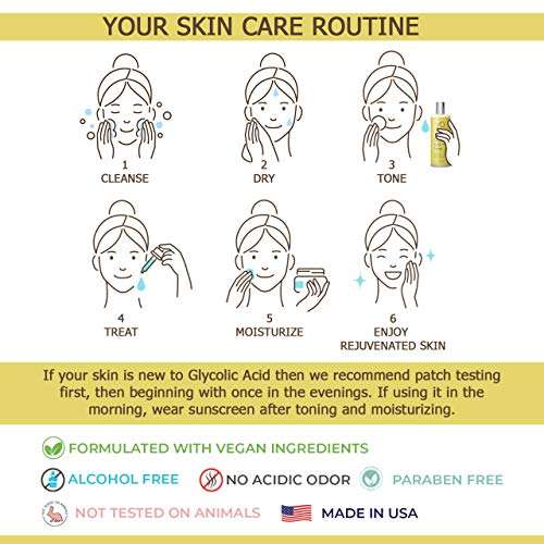 Glycolic Acid Toner for Face - Anti Aging, Pore Minimizer for Face, Exfoliating Toner - with Aloe Vera, Cucumber, Hyaluronic Acid - AHA - Alcohol Free - for All Skin Types - by Vital Affair. 6