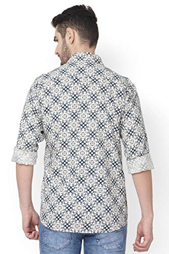 Mufti Men's Printed Slim fit Casual Shirt (MFS-11275-K-24-OFF Off White 3XL) 4