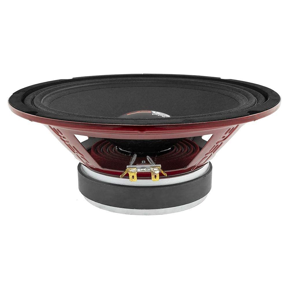 DS18 PRO-X10.4M Loudspeaker - 10", Midrange, Red Steel Basket, 600W Max, 300W RMS, 4 Ohms - Premium Quality Audio Door Speakers for Car or Truck Stereo Sound System (1 Speaker) 6