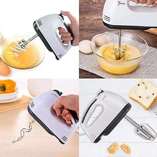 Hand Held Mixer Electric Whisk 7-Speeds Portable Hand Mixer Food Baking Mixers with 2 Beaters 2 Dough Hooks Mini Egg Cream Food Beater for Kitchen Making Caket 5