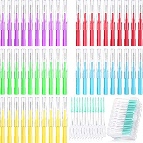 350 Pieces Braces Brush Interdental Brush Floss Brushes, Flosser Toothpick Oral Dental Hygiene Cleaners Soft Gum Picks Brow Brushes Dental Cleaners Tooth Cleaning Tool, Mixed Color(null) 1