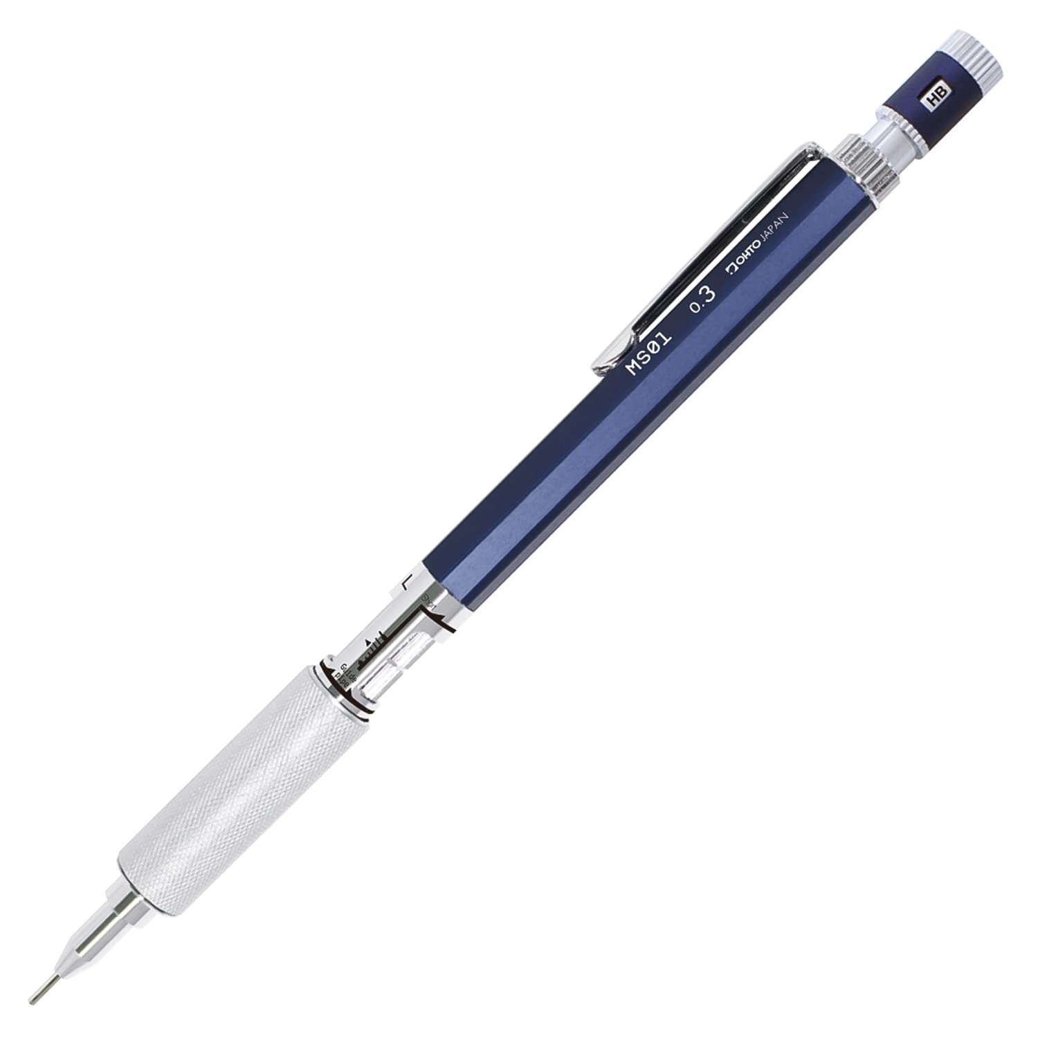 MS01 Mechanical Pencil - 0.3 mm - Navy Color Drafting Pencil with Customizable Lead Length, Durable Metal Build, Ergonomic Grip, and Versatile Design for Professionals and Artists Made In Japan