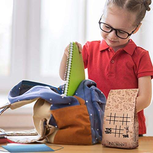 Kids Brown Paper Lunch Bags Disposable - Eco Friendly Kraft Paper Bags for School Snacks, Sandwich, Parties - 50pc Bulk Pack 6