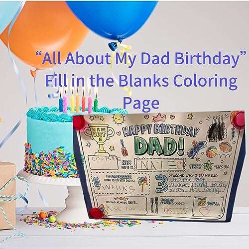 CJ&M Happy Birthday Dad Coloring Page | All About Dad Fill In Template | Father’s Birthday Activity | Dad’s Birthday Card for Kids.Perfect craft gift from kids for Father’s Birthday. 4