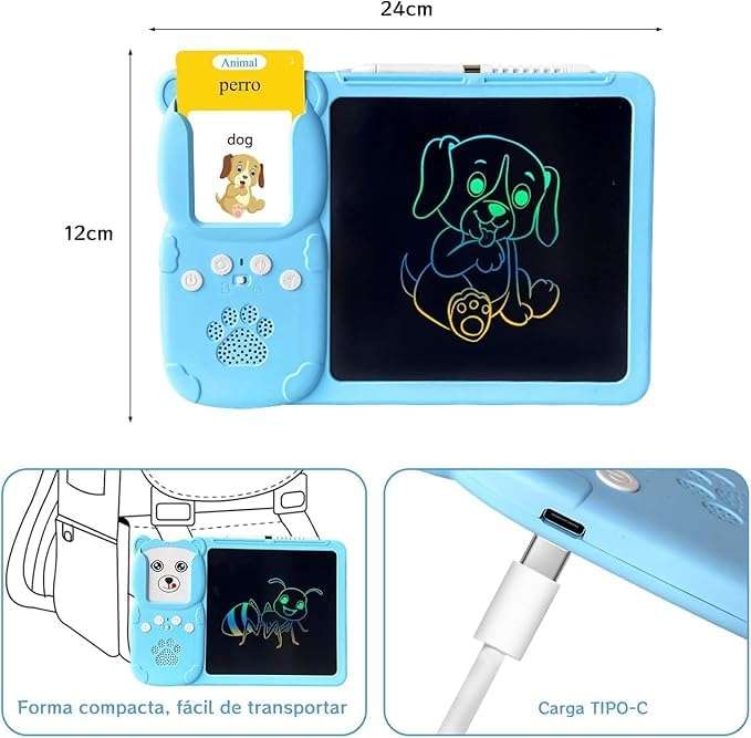 SIGNY Writing Tablet with Talking Flash Cards, Bilingual Spanish and English Reading, 51 cm, Educational Learning Toy for Kids 4
