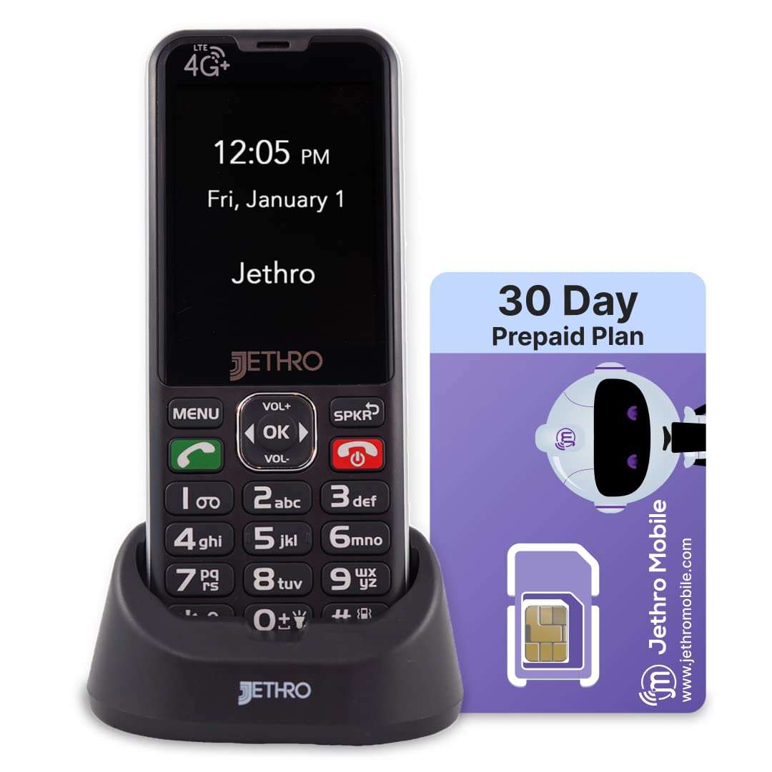 Jethro SC490 4G Large Button Senior Cell Phone for Elderly + Unlimited Talk, Text & 500MB of High-Speed Data (30 Day Plan) 1