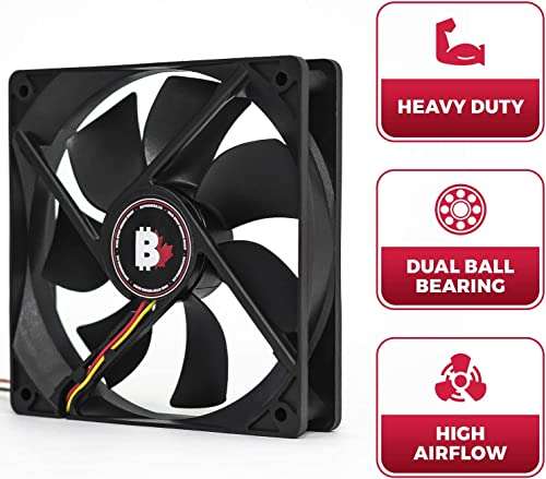 High Airflow PC Case Fan - 120mm 4-Pin 3000RPM Dual Ball Bearing Computer Fan with Thin Blades and PWM Control, Cooling for Desktop CPU (3 Pack) 2