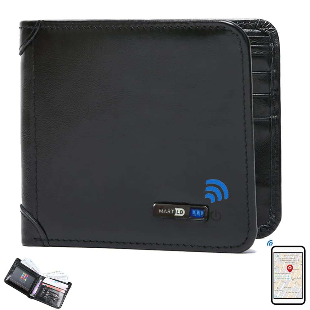 Anti-Lost Wallet Bluetooth Tracker, Position Record (Via Phone GPS), Bifold Cowhide Leather Men Wallets 1