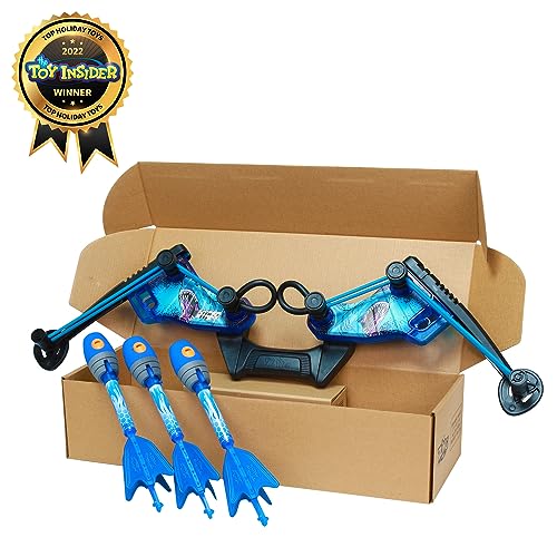 Zing HyperStrike FireTek Bow Archer Pack, Light Up Bow and Light Up Zonic Whistle Arrows, Shoots Arrows Over 200ft, Outdoor Play with Friends and Family, for Ages 14+ (Blue) 2