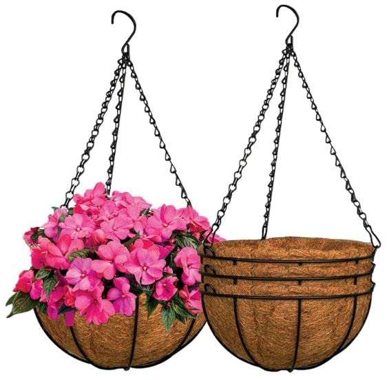 Coconut Coir Hanging Planter 4 Pcs, 10 Inches Coco Liner Hanging Basket, Plant Holder, Flower Pot Hanger with Metal Hook and Hanging Chains for Plant, Indoor, Outdoor, Decoration, Garden (4) 1