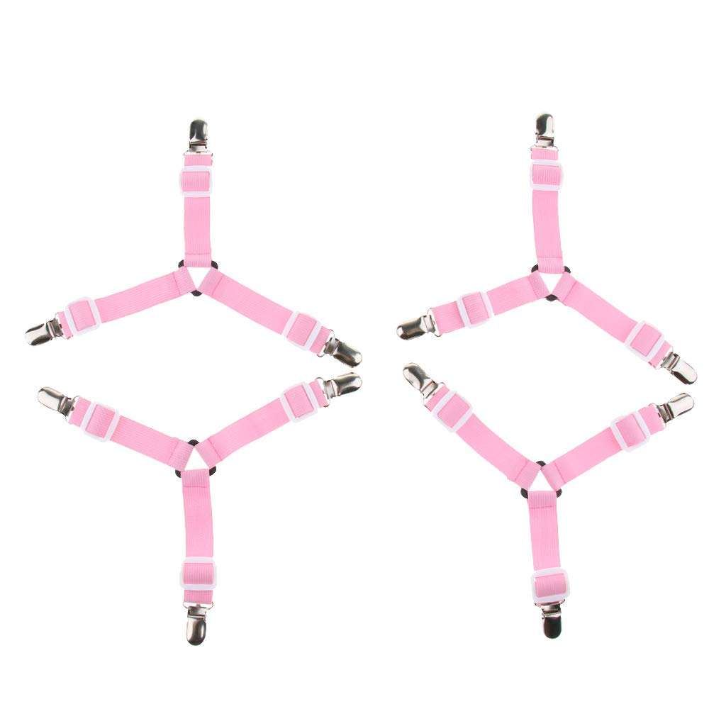 arythe 4xTriangle Bed Mattress Sheet Clips Grippers Straps Fastener Suspender Pink 6