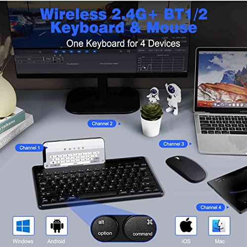 UrbanX Compact Rechargeable Wireless Multi-Device Bluetooth Keyboard and Mouse Combo with Bracket for Dell Alienware m15 R5 Laptop supports Windows, macOS, Android, PC, Mac, Laptop, Smartphone, Tablet 2
