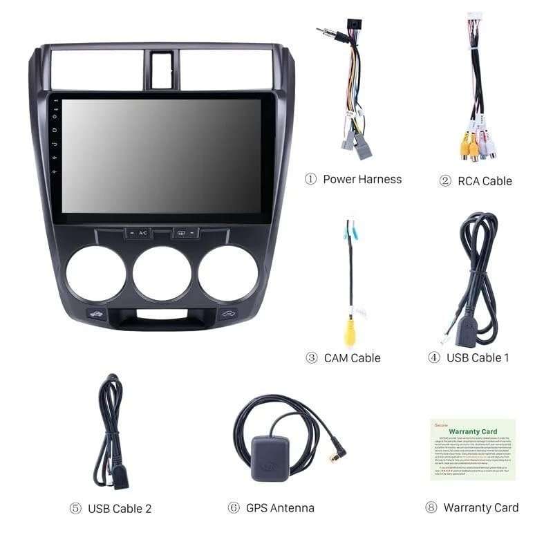 Modorwy 9 Inches Android System with 2GB/32GB RAM & ROM, Gorilla Glasses/Full HD Display/WiFi/GPS/SWC and Rear Parking Camera Frame with Socket for Honda City IV-Tec 2008-2013 5