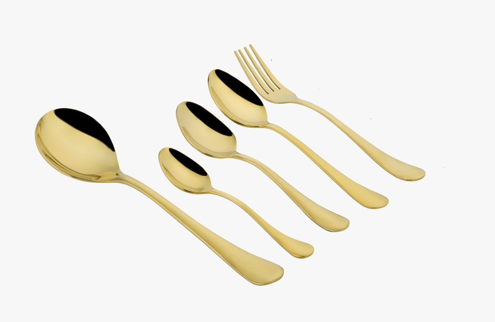 Steel Heavy Induction Patila Set with LID | Set of 3 Pcs – Silver | & | Aster 26 Pieces PVD Gold Cutlery Set (Gold, 8 inches)- (26) 3