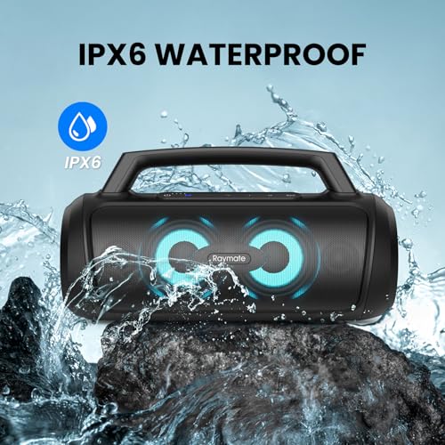Raymate Bluetooth Speakers, Portable Wireless Speaker with 120W Stereo Sound, M8 Pro Waterproof Outdoor Speaker with LED Light, Bluetooth 5.3, Portable Speaker for Outdoor Party Beach Camping 3