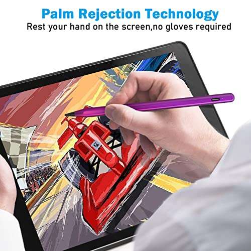 Stylus Pen for iPad mini 6/5th Gen, iPad Pencil for iPad 6/7/8/9th Gen, Air 3rd/4th Gen, Active Pen with Palm Rejection for iPad Pro (11/12.9 Inch), Magnetic Stylus Pens 5
