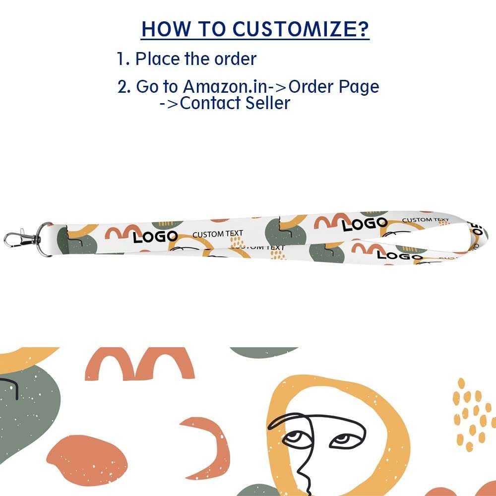 Magic Laughs Hand Drawn Fashionable Shapes and Eyes Seamless Pattern ID Card Satin Lanyard (20MM) 5