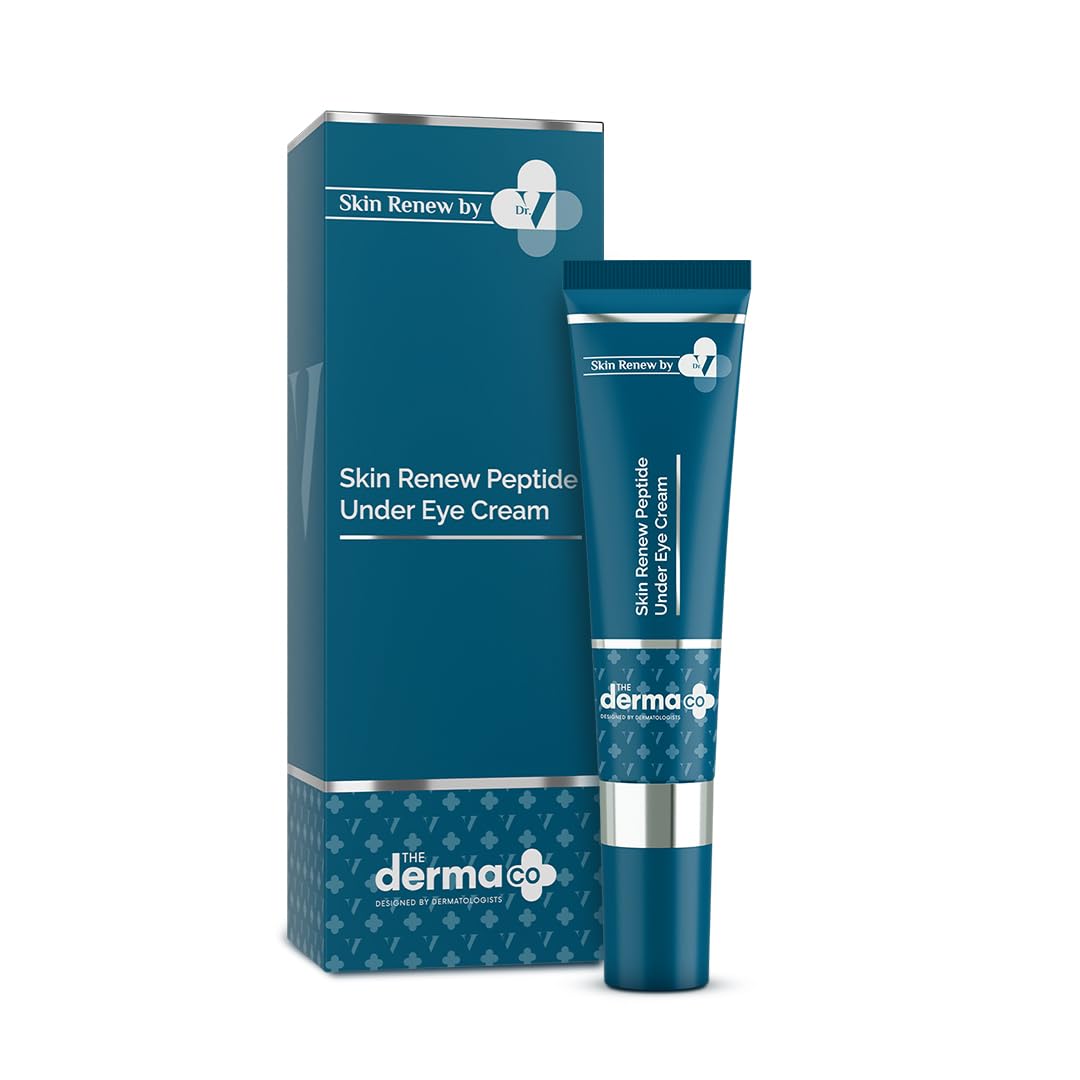 The Derma Co. Skin Renew Peptide Under Eye Cream | Brightens Undereye | Reduces Dark Circles, Wrinkles, Fine Lines & Puffy Eyes With Metal Applicator | Boosts Skin Renewal - 15 ml 1