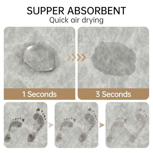 Bath Mat Rug, Rubber Non-Slip Quick Dry Absorbent Thin Bathroom Rugs Fit Under Door Bathroom Floor Mats-Shower Rug for in Front of Bathtub, Sink, Shower Room(Light Grey,24"x48") 3