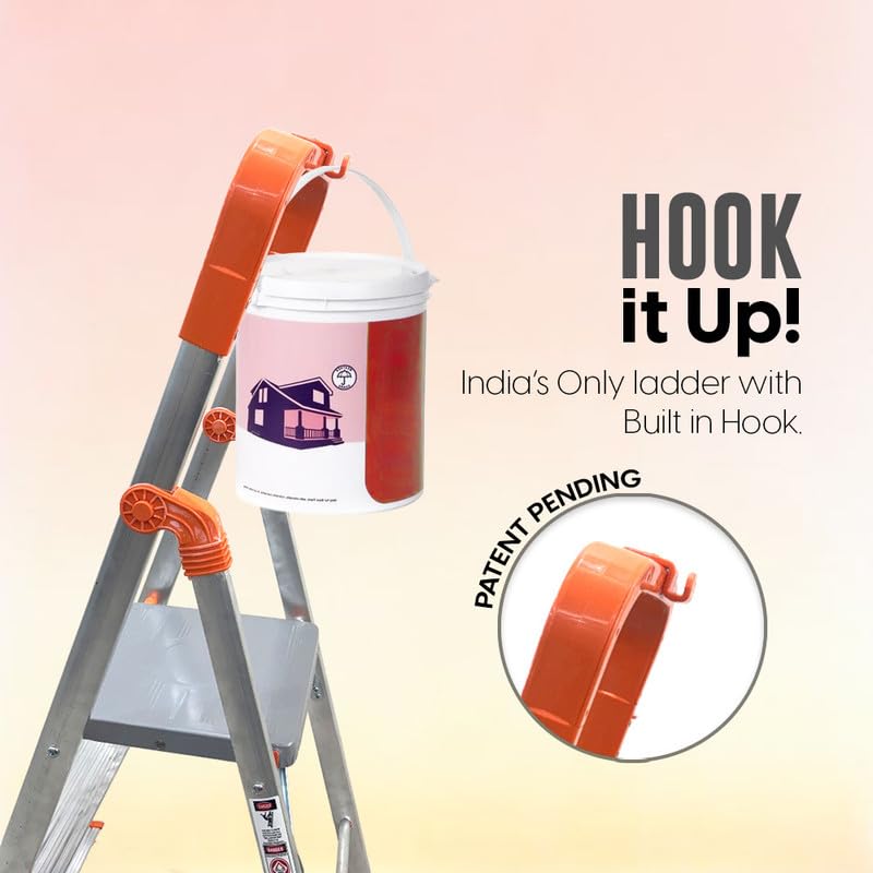 Houza 8 Step Foldable Aluminium Step Ladder for Household, Lightweight and Anti-Slip Multipurpose 250 Kg Load Bearing with 5-Year Warranty 5