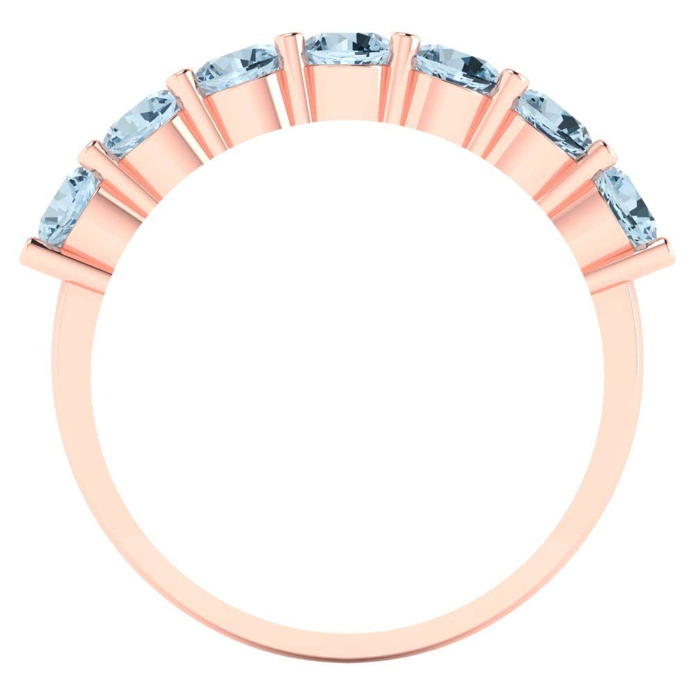 Clara Pucci 1.05Ct Round Cut Synthetic Blue Moissanite 14k Rose Gold Bridal Engagement Wedding Desginer Stackable Band SZ 3.5 5